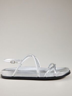 Jeffrey Campbell Metallic Silver Strappy Flat Sandals - LA EMPRESS